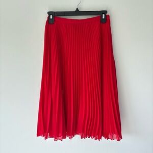Mango Red Pleated Midi Chiffon Skirt Knee Length Flowy Holiday Party Teachercore